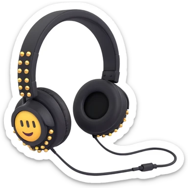 goth headphones, black with studs, 3D emoji style sticker