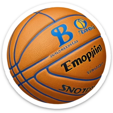 Faça um emoji de uma bola de Basquete branca e nela um símbolo de verificado sticker