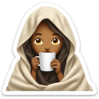 girl inside a blanket sipping coffee eyes closed sticker