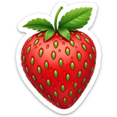one strawberry 🍓 and red kiss 💋 fashioned stylish little emoji for “slay” reaction. subject. less details. lips with pattern of strawberry with leaf on top  sticker