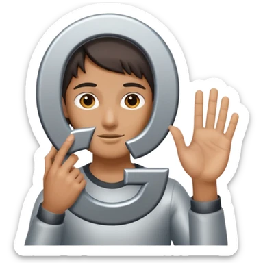 Make a person holding up a 67 sticker