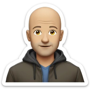 bald guy in jacket cosplay sticker