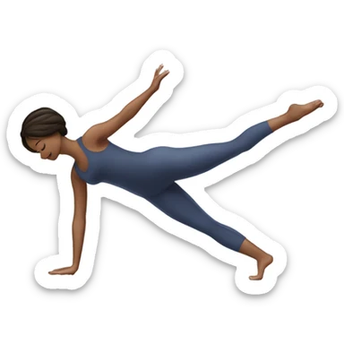 brunette woman with medium-length hair performing a Pilates pose sticker