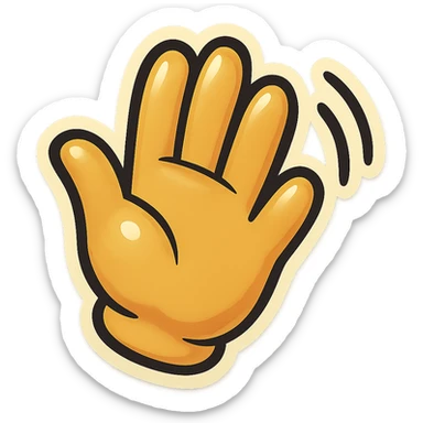 cartoon style sticker of a single hand waving symbol, simple and clear, no text sticker