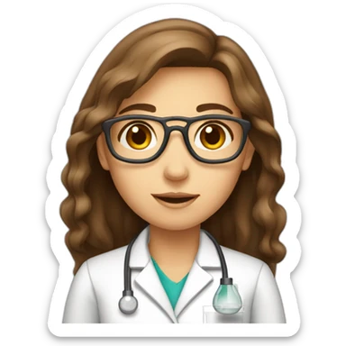 Chemist Lab girl long brown hair sticker
