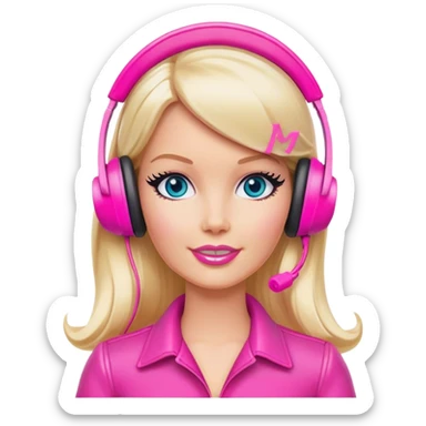 Podcast host Barbie with hot pink headset  sticker