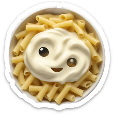 Pasta with creamy white sauce in a bowl sticker