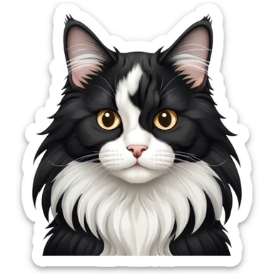 black and white tuxedo maine coon cat sticker