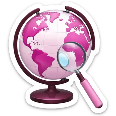 mix light pink dark pink and white girly globe with WWW in big letters under it and a small magnifying glass
It looks like an internet bar icon. sticker
