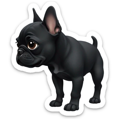 Solid black Frenchie pup  sticker