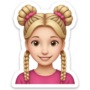 smiling girl with double bun sticker