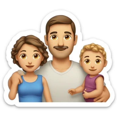 Une femme et un homme avec 2 bébé  sticker