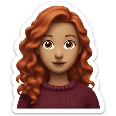 redhead girl with long hair and Dyson styling in a burgundy sweater with rat on her shoulder sticker