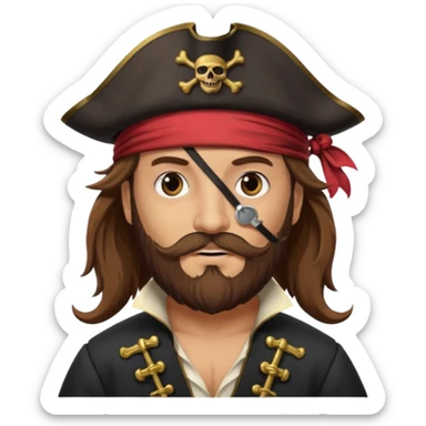 pirate captain eye pach beard sticker