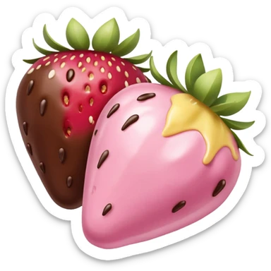 Chocolate-covered strawberries in soft pink, beige and yellow pastel colors sticker