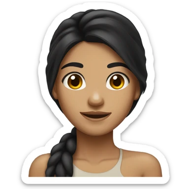 Tan girl long black hair brown eyes and dimples sticker