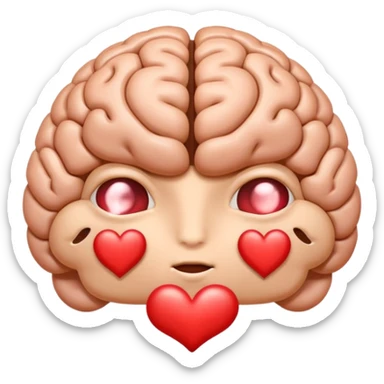image of the brain with heart eyes  sticker