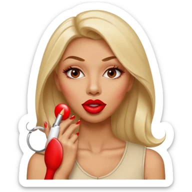 Big lips long nails bestie circle head biting her nails  sticker