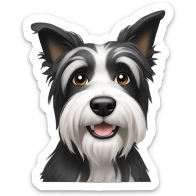 black and white long haired terrier with pointy ears sticker