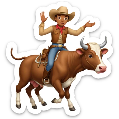Pinto bean cowboy riding a bull sticker