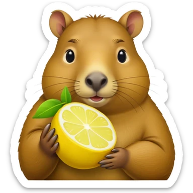 Capybara  holding  lemon sticker