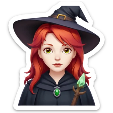 Witch with red hair and white skin  sticker