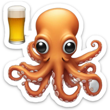 Octopus with a gun and a beer sticker