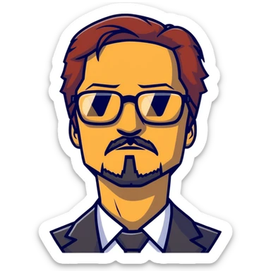 Tony Stark with stylish glasses, goatee beard sticker