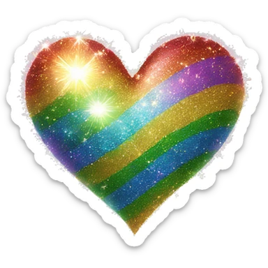 Sparkle rainbow heart  sticker