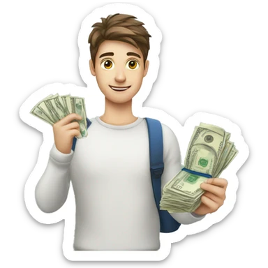 A European Student and money in hand sticker