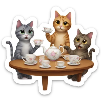 Cats having a tea party sticker