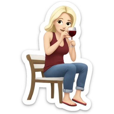 White girl, drinking wine wearing super silly slippers ￼ sticker