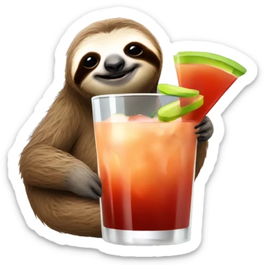 Sloth drinking a Bloody Mary sticker