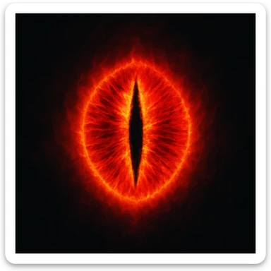 the Eye of Sauron, stylized as a glowing red and yellow eye, with a dark background sticker