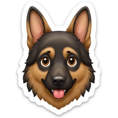 cartoon style dark German Shepherd dog with its tongue hanging out long sticker