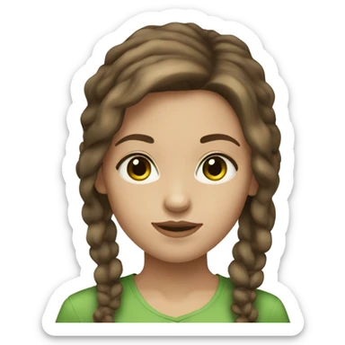 a very light skin girl with  brown  hair and green brown eyes  sticker