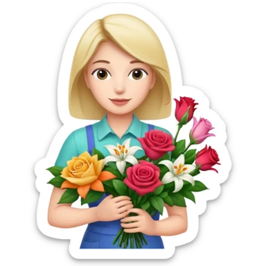a beautiful bouquet of flowers in the hands of a florist sticker