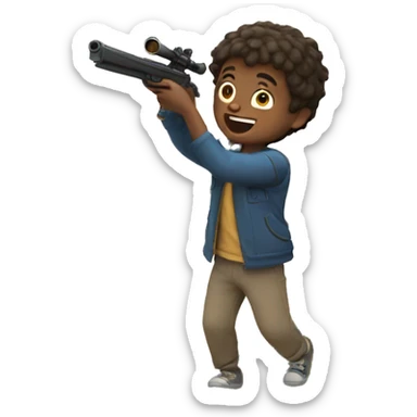 Boy shooting a moon sticker