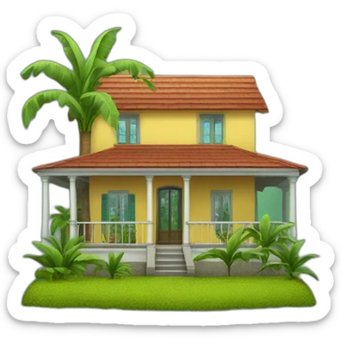 small country house banana trees sticker