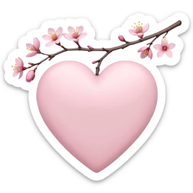 white heart with sakura branch sticker