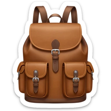 Draw a leather backpack, using a front camera with a 75-degree angle from the ground. sticker