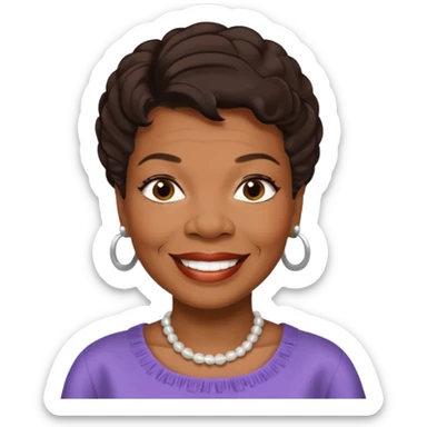 Maya Angelou with dark brown hair sticker