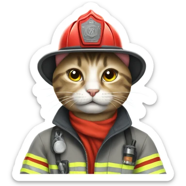 Cat as firefighter sticker