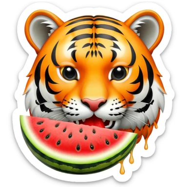 tiger eating watermelon sticker