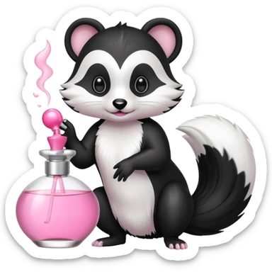 Girly skunk spraying perfume sticker