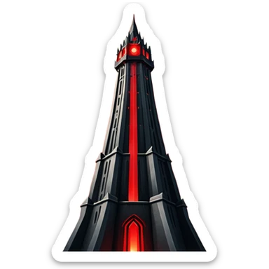 Barad Dúr from Lord of the Rings, Dark, giant Tower, with red beams shooting from the top into the sky sticker
