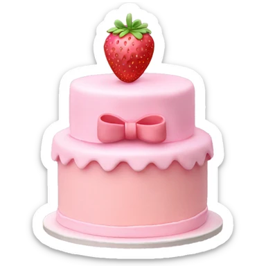 Light Pink strawberries and cream birthday cake with in bow sticker
