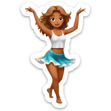 Girl dancing on the beach with ocean and sunset  sticker