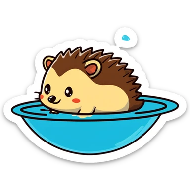 hedgehog floating on water sticker