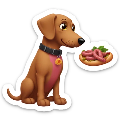Perro salchicha con lazos rosas comiendo manjar  sticker